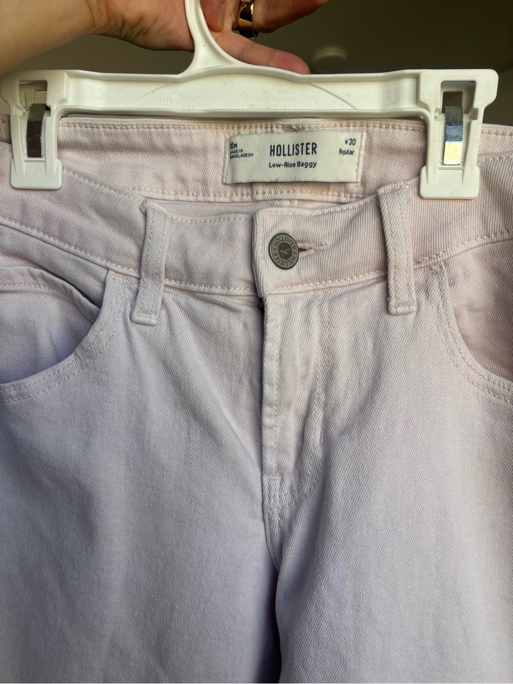 Hollister Women's Low-Rise Baggy Jeans - Pastel Pink